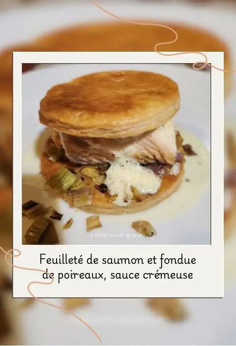 feuilleté de saumon et fondue de poireaux, sauce crémeuse 480x702