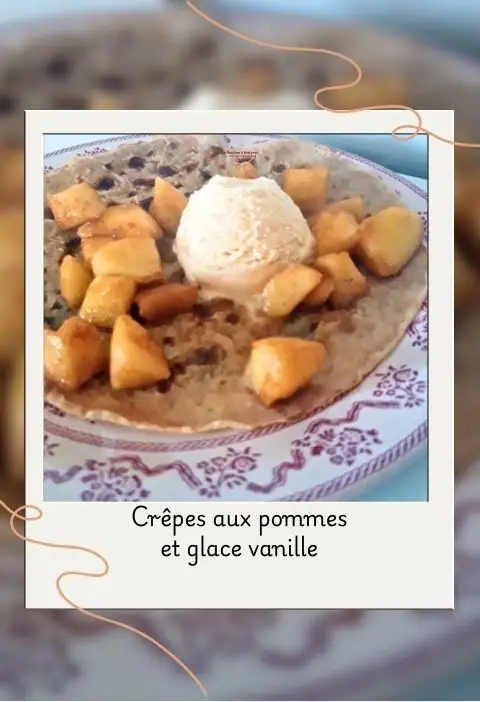 crêpes aux pommes et glace vanille