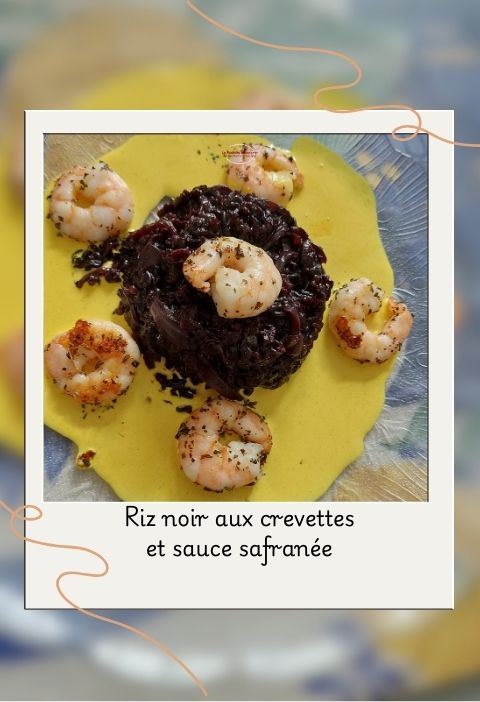 Riz noir aux crevettes et sa sauce safranée riz noir aux crevettes et sauce safranée