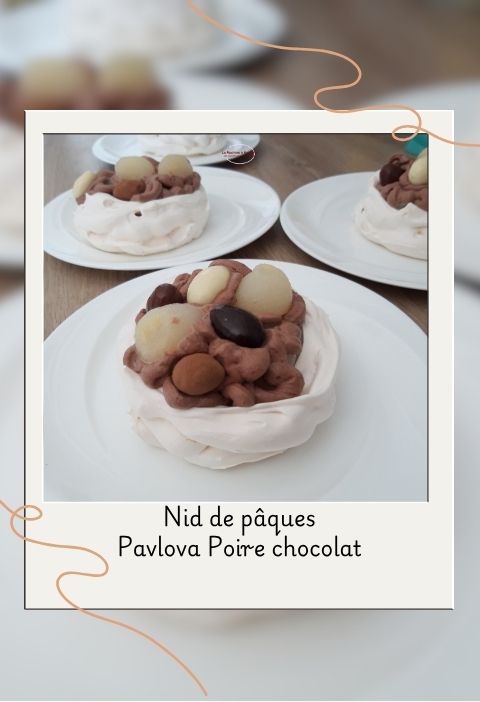 nid de pâques pavlova poire chocolat 480x702