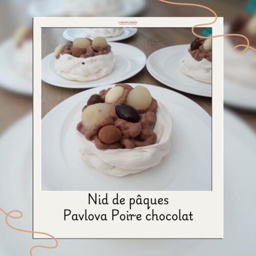 nid de pâques pavlova poire chocolat 800x840
