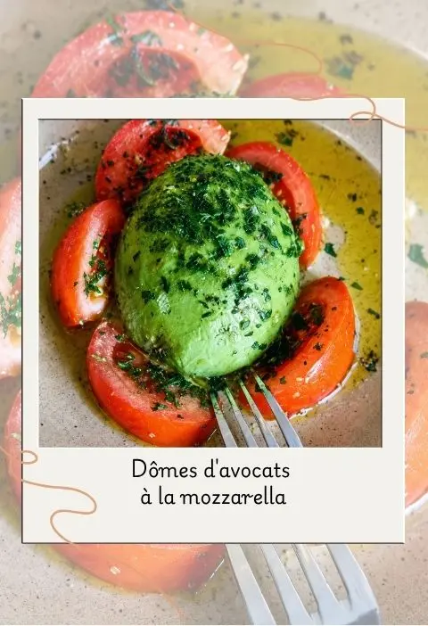 Dôme d'avocat (2) Dôme d'avocat tomate mozzarella