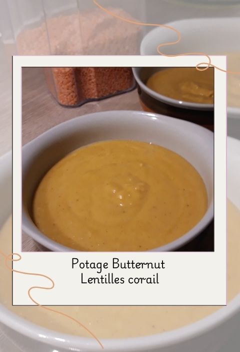 Potage courge butternut et lentilles corail