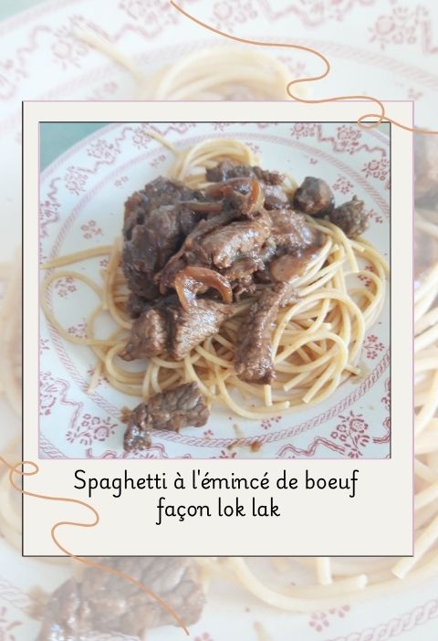 Spaghetti à l'emincé de boeuf façon lok lak (2) Spaghetti à l'emincé de boeuf façon lok lak