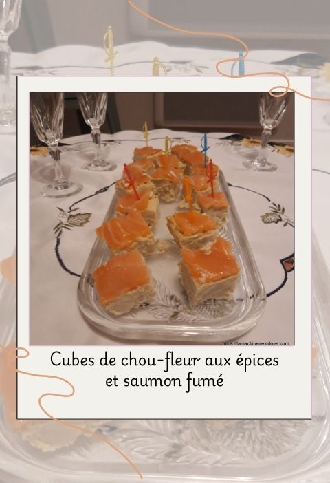 Cubes de chou-fleur aux épices et saumon fumé