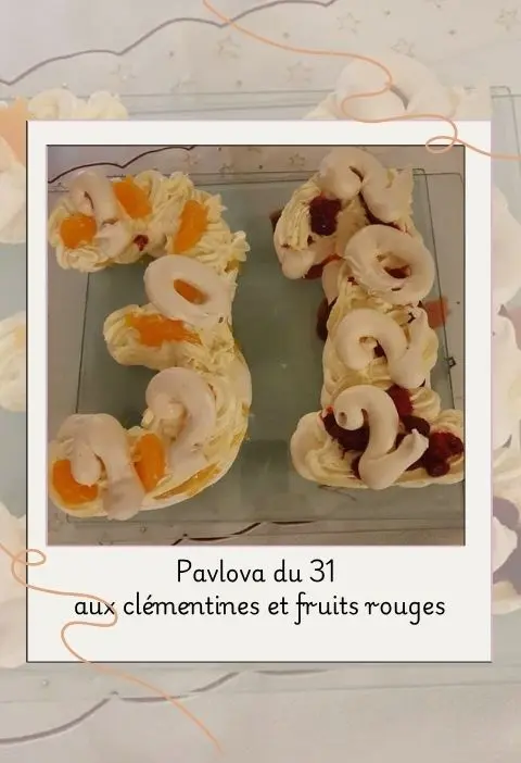 Pavlova aux clémentines et framboises